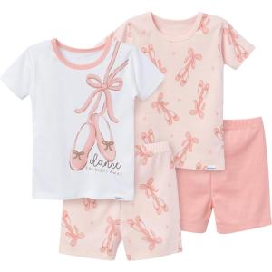 image:imageGerber Baby Girls 4Piece Cotton Pajama SetBallet Slippers