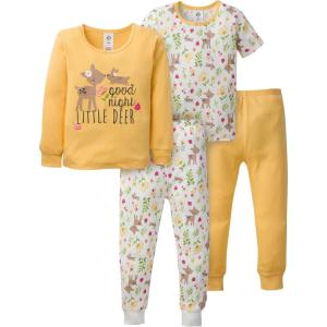 image:imageGerber Baby Girls 4Piece Cotton Pajama SetYellow Deer