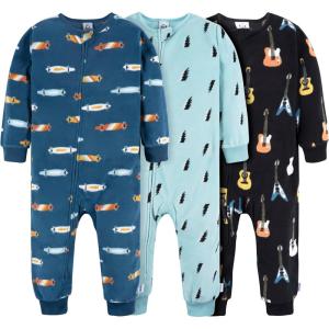image:imageGerber babyboys Fleece Footless Pajamas 3packSkateboardGuitars