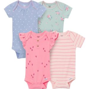 image:imageGerber babygirls 4pack Short Sleeve Onesies BodysuitsLadybugPink