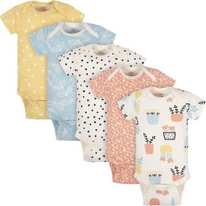 image:imageGrow by Gerber babyboys 5pack Shortsleeve Onesies BodysuitsOrangeYellowGreenIvory