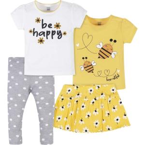 image:imageGerber Baby Girls Toddler 4Piece Skirted Panty Shirts and Active Pant Set