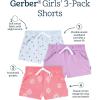 image:imageGerber Baby Girls 3Pack Knit ShortsPurple  Pink  Blue