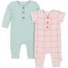 image:imageGerber Baby Girls Baby Boys 2pack Long Leg RomperPink Plaid