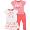 image:image4Piece Infant amp Toddler Girls Bee Petals Tees Skorts amp Pants Set