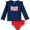 image:imageGerber BabyGirls Baby Toddler Long Sleeved Rashguard Swim Bathing Suit SetRash Guard SetUsa Flag