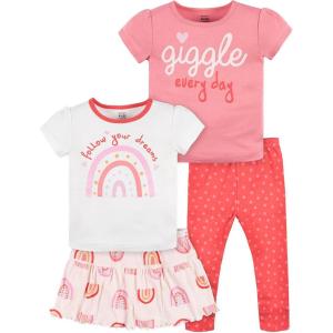 image:image4Piece Infant amp Toddler Girls Bee Petals Tees Skorts amp Pants Set