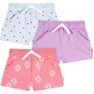 image:imageGerber Baby Girls 3Pack Knit ShortsPurple  Pink  Blue