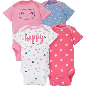 image:imageGerber Baby Girls 4Pack Short Sleeve Onesies Bodysuits Newborn Pink