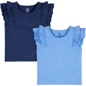 image:imageGerber Baby Girls Toddler 2Pack Double Ruffle Tops Blue 3T