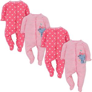 image:imageGerber BabyGirls 4 Pack Sleep N Play FootieKitty
