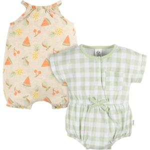 image:imageGerber Baby Girls Sleeveless and Short Sleeve Romper SetFruit