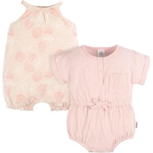 image:imageGerber Baby Girls Sleeveless and Short Sleeve Romper SetShells