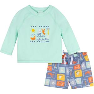 image:imageGerber BabyBoys Toddler Long Sleeved Rashguard Swim Bathing Suit SetGreen Stamps
