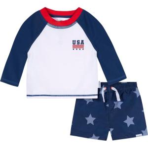 image:imageGerber BabyBoys Toddler Long Sleeved Rashguard Swim Bathing Suit SetPatriotic Stars