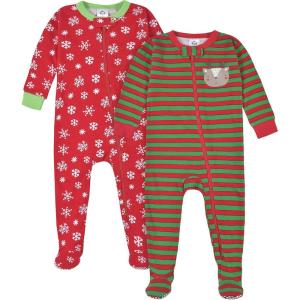 image:imageGerber Baby Boys 2Pack Sleep N Play PajamasReindeer  Snowflake