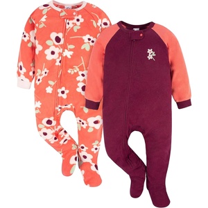 image:imageGerber babygirls Flame Resistant Fleece Footed Pajamas 2packPurple Flower Toss