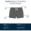 image:imageGerber Baby amp Toddler Boys 3Pack PullOn Knit ShortsGray  Black