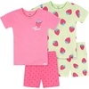 image:imageGerber Baby Girls 4Piece Cotton Pajama SetPink and Green Strawberries