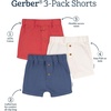 image:imageGerber Baby 3Pack Knit ShortsRed  White  Blue