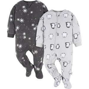 image:imageGerber Unisex Baby Toddler Fleece Footed Pajamas 2PackGrey Snowmen