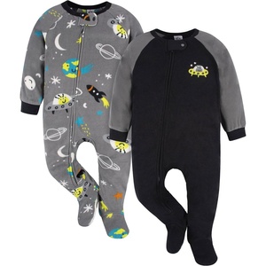 image:imageGerber Baby Boys Flame Resistant Fleece Footed Pajamas 2PackGrey Space