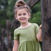 image:imageGerber Baby amp Toddler Girls Buttery Soft Short Sleeve Dress w EucalyptusMoss