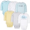 image:imageGerber Baby 6 Pack Longsleeve Onesies BodysuitWords Grey