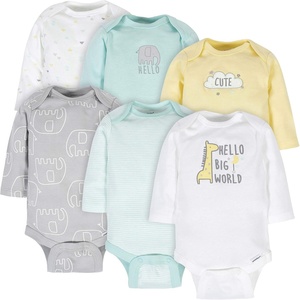 image:imageGerber Baby 6 Pack Longsleeve Onesies BodysuitAnimals Green
