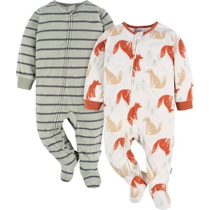 image:imageGerber Baby Boys 2Pack Flame Resistant Fleece Footed PajamasFox Stripe