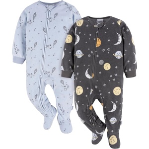 image:imageGerber Baby Boys 2Pack Flame Resistant Fleece Footed PajamasSpace