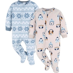 image:imageGerber Baby amp Toddler Fleece Footed Pajamas 2PackDogBlue Fairisle