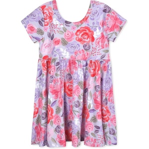 image:imageGerber Baby amp Toddler Girls Buttery Soft Short Sleeve Dress w EucalyptusLilac Garden