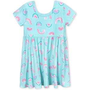 image:imageGerber Baby amp Toddler Girls Buttery Soft Short Sleeve Dress w EucalyptusRainbow Sky