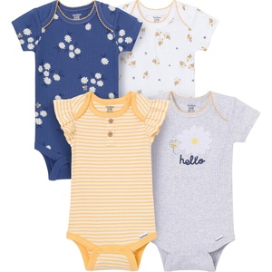 image:imageGerber Baby Girls 4Pack Short Sleeve Onesies BodysuitsBeeBlue