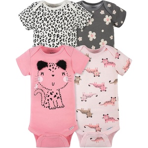 image:imageGerber Baby Girls 4Pack Short Sleeve Onesies BodysuitsLeopard Pink