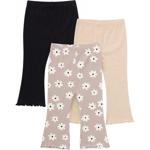 image:imageGerber Baby amp Toddler Girls 3Pack Premium LeggingsBrown Flowers  Oatmeal and Black