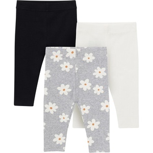 image:imageGerber Baby amp Toddler Girls 3Pack Premium LeggingsGray Flowers  Cream and Black