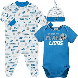 image:imageGerber NFL Baby 3Piece Footed Sleep and Play and Bodysuit Gift SetDetroit Lions