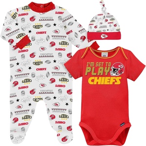 image:imageGerber NFL Baby 3Piece Footed Sleep and Play and Bodysuit Gift SetKansas City Chiefs