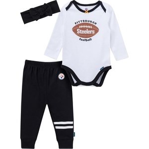 image:imageGerber NFL Baby Girls 3 Piece Onesie Bodysuit Pants amp Headband SetSteelers