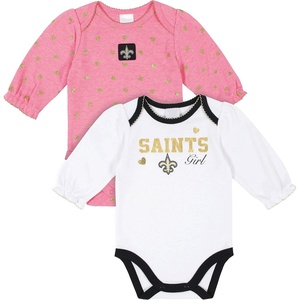 image:imageGerber NFL girls 2 Pack Long Sleeve BodysuitPinkWhite New Orlean Saints