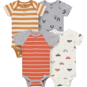 image:image4Pack Baby Boys Dino Blues Short Sleeve Onesies BodysuitsRust