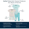 image:imageGerber 4Piece Baby Girls Bee Petals Onesies Bodysuit Tee Skort amp Pant Set