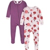 image:imageGerber Baby Girls 4pack Footed PajamasApple and Woodland Floral