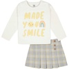 image:imageGerber Baby amp Toddler Girls 2 Piece Long Sleeve Tee amp Pleated Skirt SetSmile Plaid