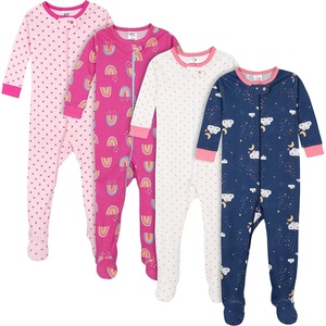 image:imageGerber Baby Girls 4pack Footed PajamasDreams Rainbows Pink