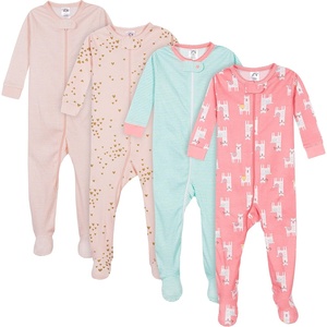 image:imageGerber Baby Girls 4pack Footed PajamasLove Llamas Pink