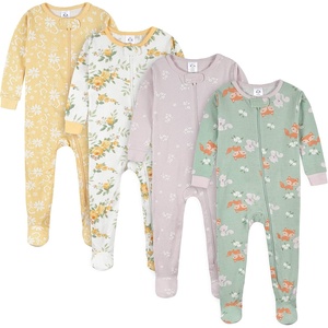 image:imageGerber Baby Girls 4pack Footed PajamasRoses and Fox