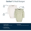 image:imageGerber Baby Girls 2Pack Long Ruffle Sleeve OnesiesFlower Toss